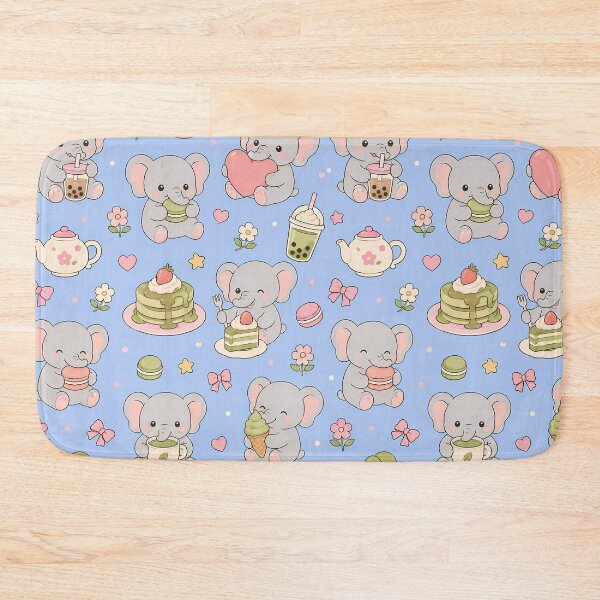 Item preview, Kawaii Elephant Sweet Coffee Pattern designed and sold by Soft Berry Studio.