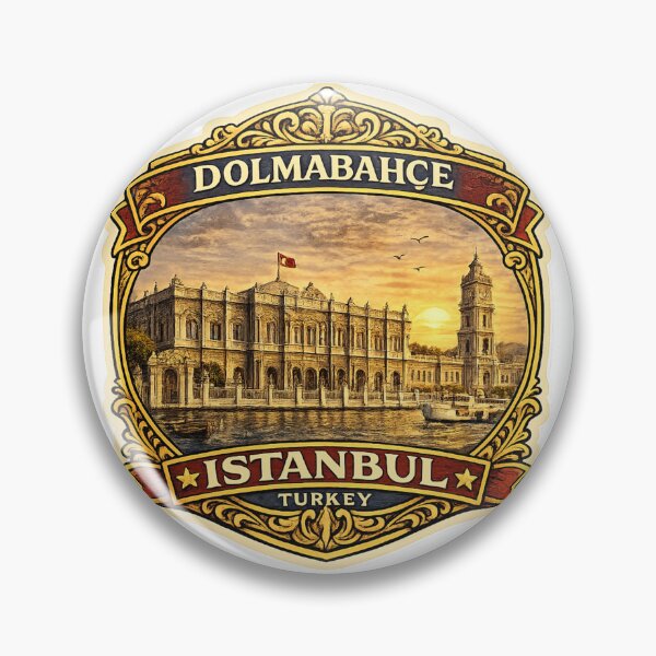 Item preview, Dolmabahce Palace Istanbul Vintage Travel Badge Sticker | Turkey Landmark Souvenir designed and sold by DreamPaw Studio.