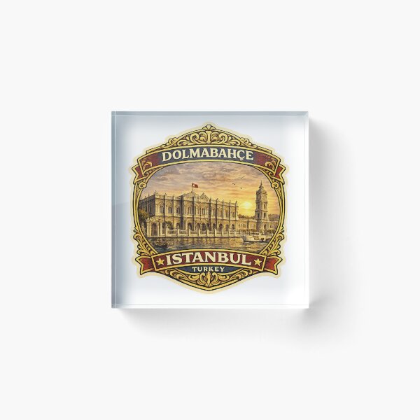Item preview, Dolmabahce Palace Istanbul Vintage Travel Badge Sticker | Turkey Landmark Souvenir designed and sold by DreamPaw Studio.