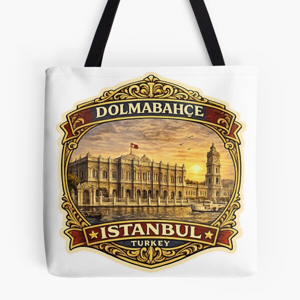 Item preview, Dolmabahce Palace Istanbul Vintage Travel Badge Sticker | Turkey Landmark Souvenir designed and sold by DreamPaw Studio.