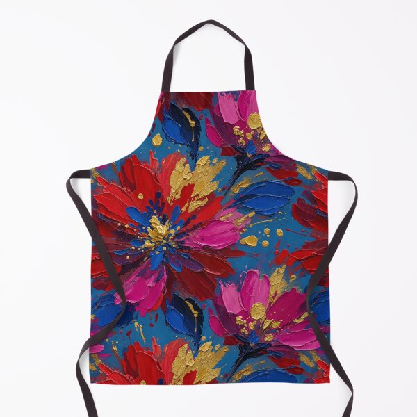 Item preview, Bold Bloom Oil Painting Flowers - Vibrant Red Blue Floral Art - Gold Accent Painted Botanical Pattern - Mosaic Floral Wall Decor - Painterly Statement Gift designed and sold by WitchyBotanicaArt.
