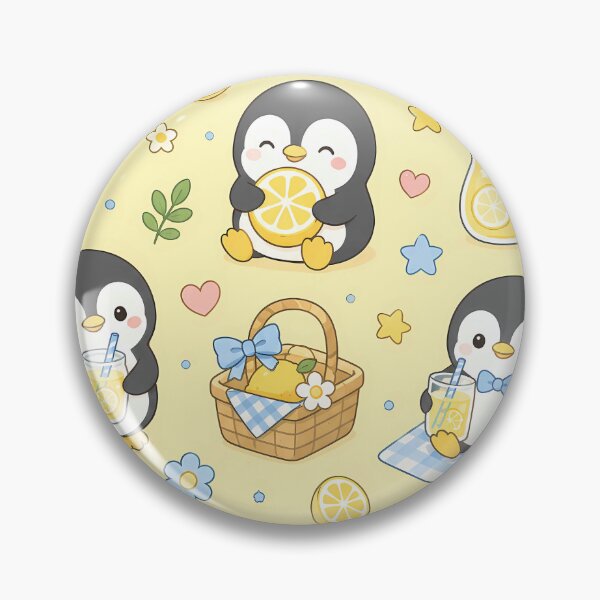 Item preview, Penguin Lemon Picnic Pattern designed and sold by Soft Berry Studio.