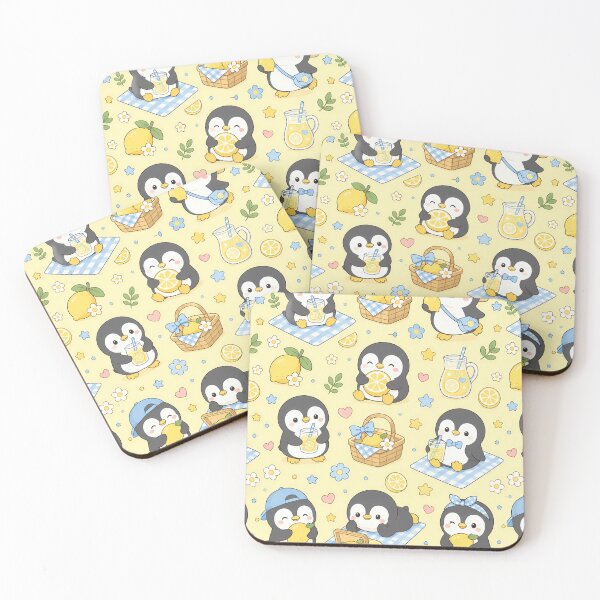 Item preview, Penguin Lemon Picnic Pattern designed and sold by Soft Berry Studio.