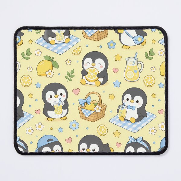 Item preview, Penguin Lemon Picnic Pattern designed and sold by Soft Berry Studio.