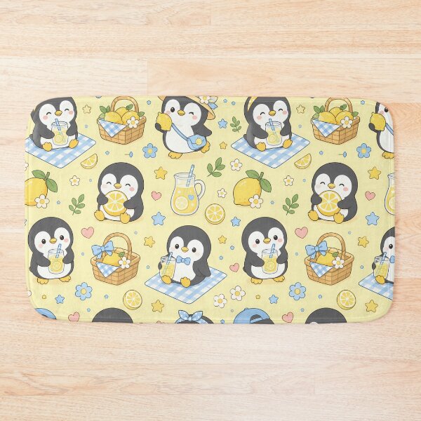 Item preview, Penguin Lemon Picnic Pattern designed and sold by Soft Berry Studio.