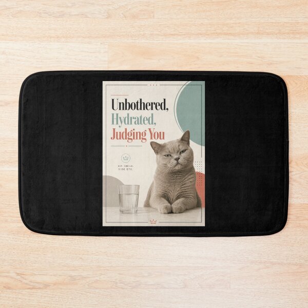 Item preview, Unbothered Hydrated Judging You Cat Poster  designed and sold by Sketchlegacy.