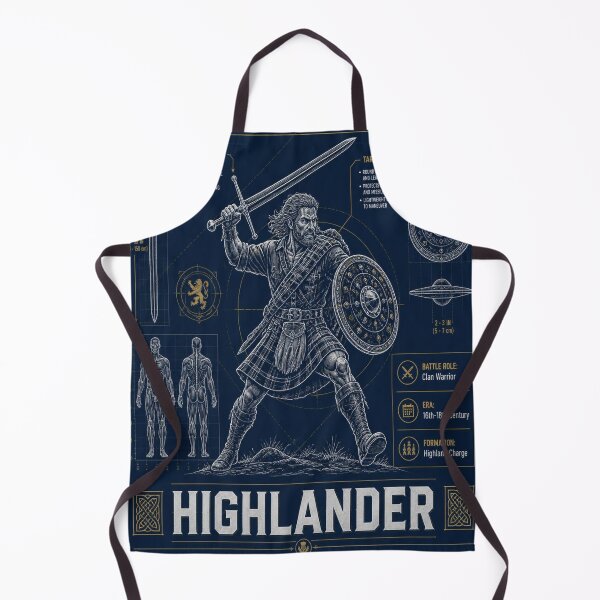 Item preview, Scottish Highlander Blueprint Shirt | Clan Warrior Technical Illustration designed and sold by SunnyDesign82.