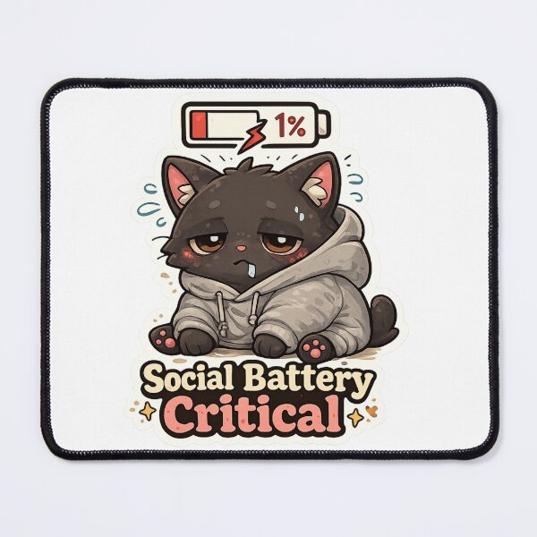 Item preview, Social Battery Critical Cat Shirt | Funny Introvert Cat Social Battery Low Gift designed and sold by MrDev.