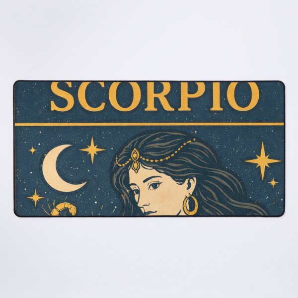 Item preview, Scorpio Zodiac Goddess Art – Celestial Water Sorceress with Cosmic Scorpion | Astrology Fantasy Illustration | Dark Blue Starry Horoscope Wall Art designed and sold by Zaitmiprints.