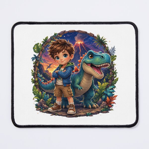Item preview, Cute Boy and Dinosaur Adventure Fantasy designed and sold by Mysthor-Designs.