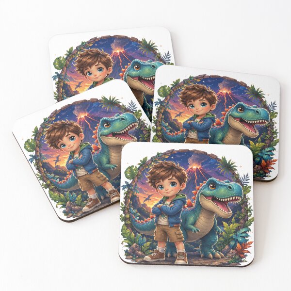 Item preview, Cute Boy and Dinosaur Adventure Fantasy designed and sold by MySthore.