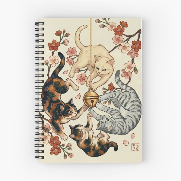 Item preview, Japanese Cherry Blossom Cat Mandala and Golden Bell designed and sold by JapanekoGallery.