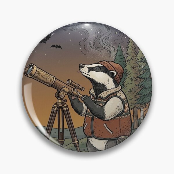 Item preview, Whimsical Badger Astronomer - Cute Stargazing & Camping Cottagecore Art designed and sold by vdfgseerf.
