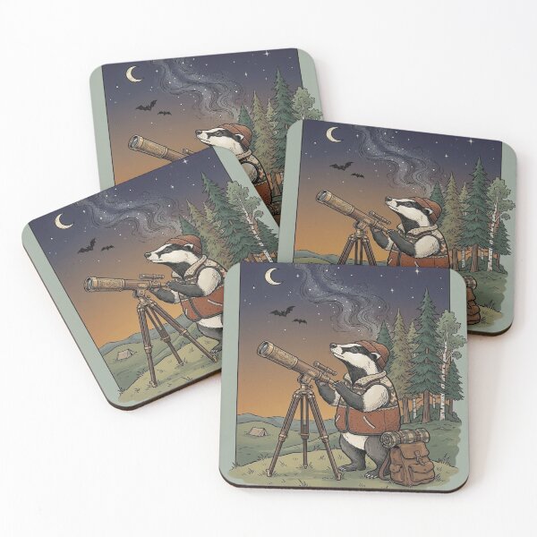Item preview, Whimsical Badger Astronomer - Cute Stargazing & Camping Cottagecore Art designed and sold by vdfgseerf.