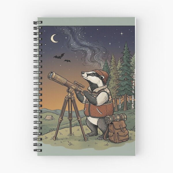 Item preview, Whimsical Badger Astronomer - Cute Stargazing & Camping Cottagecore Art designed and sold by vdfgseerf.
