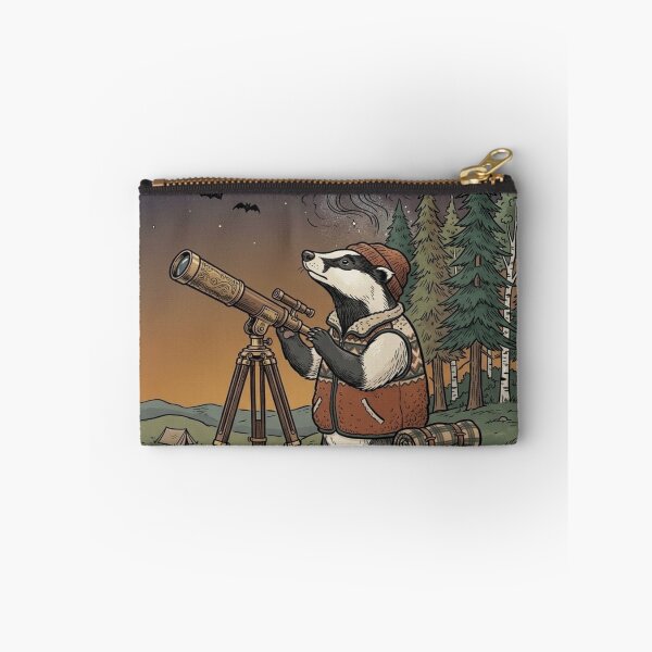 Item preview, Whimsical Badger Astronomer - Cute Stargazing & Camping Cottagecore Art designed and sold by vdfgseerf.