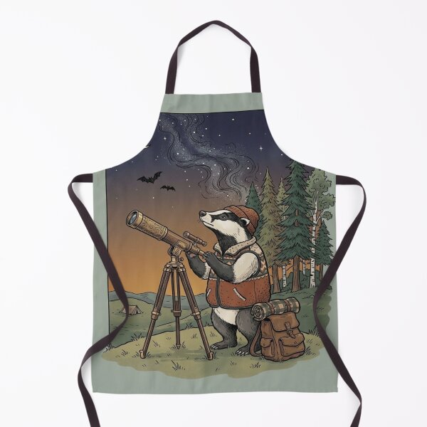 Item preview, Whimsical Badger Astronomer - Cute Stargazing & Camping Cottagecore Art designed and sold by vdfgseerf.