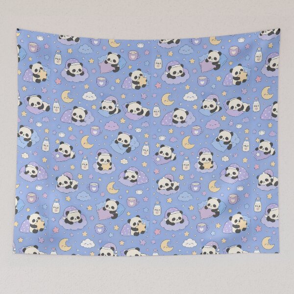Item preview, Sleepy Panda Night Sky Kawaii Pattern designed and sold by Soft Berry Studio.
