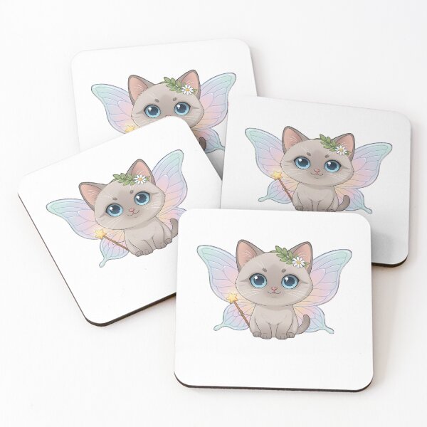Item preview, Cute Chibi Fairy Cat Magical Kitten with Wings designed and sold by ZenandBeans.