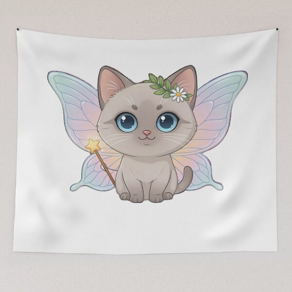 Item preview, Cute Chibi Fairy Cat Magical Kitten with Wings designed and sold by ZenandBeans.