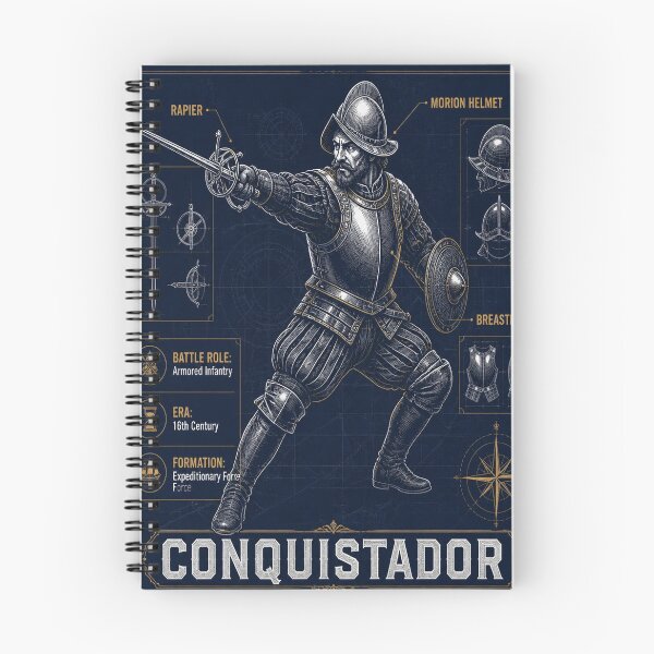 Item preview, Conquistador Blueprint Shirt | Spanish Armored Warrior Illustration designed and sold by SunnyDesign82.