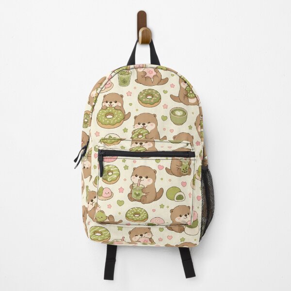 Item preview, Kawaii Otter Matcha Donut Pattern designed and sold by Soft Berry Studio.