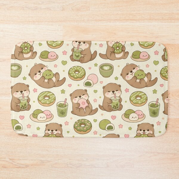 Item preview, Kawaii Otter Matcha Donut Pattern designed and sold by Soft Berry Studio.