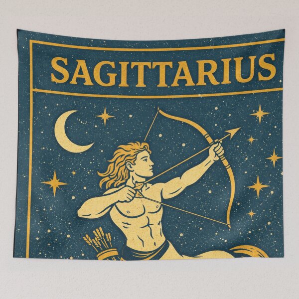 Item preview, Sagittarius Zodiac Centaur Archer Art – Celestial Fire Sign Warrior with Bow and Arrow | Astrology Fantasy Illustration | Starry Horoscope Wall Art designed and sold by Zaitmiprints.