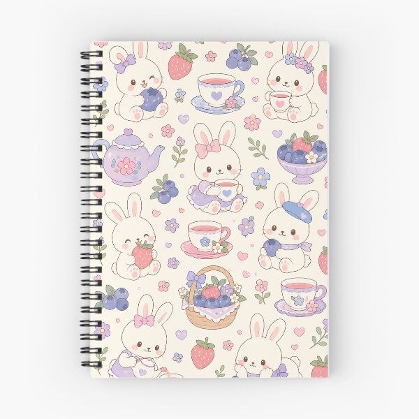 Item preview, Kawaii Bunny Berry Tea Garden Pattern designed and sold by Soft Berry Studio.