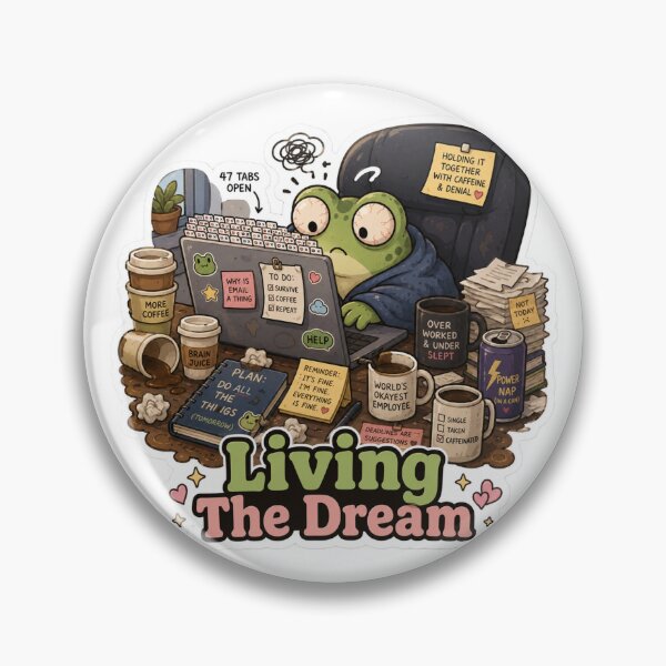 Item preview, Living The Dream Frog Shirt | Funny Overworked Frog Office Worker Caffeine Humor Gift designed and sold by MrDev.