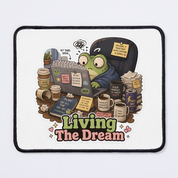 Item preview, Living The Dream Frog Shirt | Funny Overworked Frog Office Worker Caffeine Humor Gift designed and sold by MrDev.