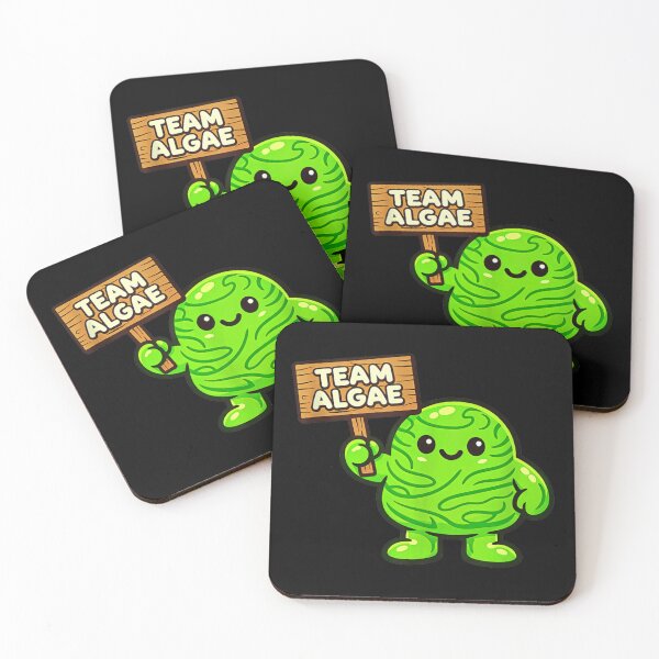 Item preview, Cute Team Algae Mascot Holding Wooden Sign Kawaii Green Blob Character designed and sold by LittleNhutton.