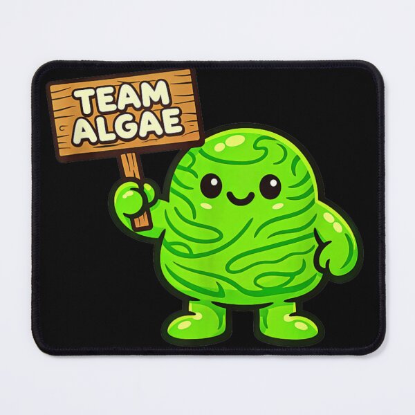 Item preview, Cute Team Algae Mascot Holding Wooden Sign Kawaii Green Blob Character designed and sold by LittleNhutton.