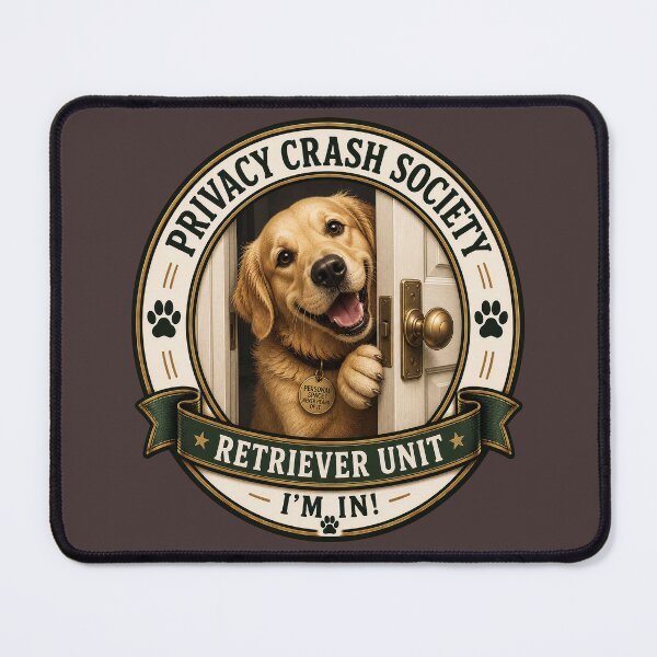 Item preview, Privacy Crash Society - Retriever Unit - I'm In! / Funny Golden Retriever Badge Logo designed and sold by Halejo68.