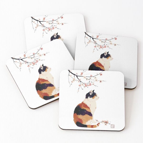 Item preview, Japanese Calico Cat and Cherry Blossom Art designed and sold by JapanekoGallery.