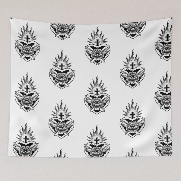 Item preview, American Traditional Sacred Heart Floral designed and sold by tradstix.