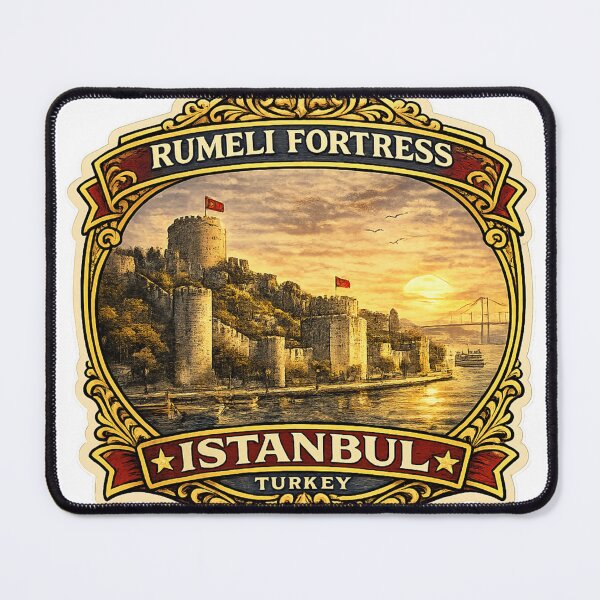 Item preview, Rumeli Fortress Istanbul Vintage Travel Badge Sticker | Turkey Landmark Souvenir designed and sold by DreamPaw Studio.