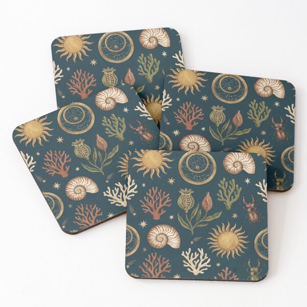 Item preview, Celestial Astrolabe & Sea Shells - Dark Academia Botanical Seamless Pattern designed and sold by vdfgseerf.