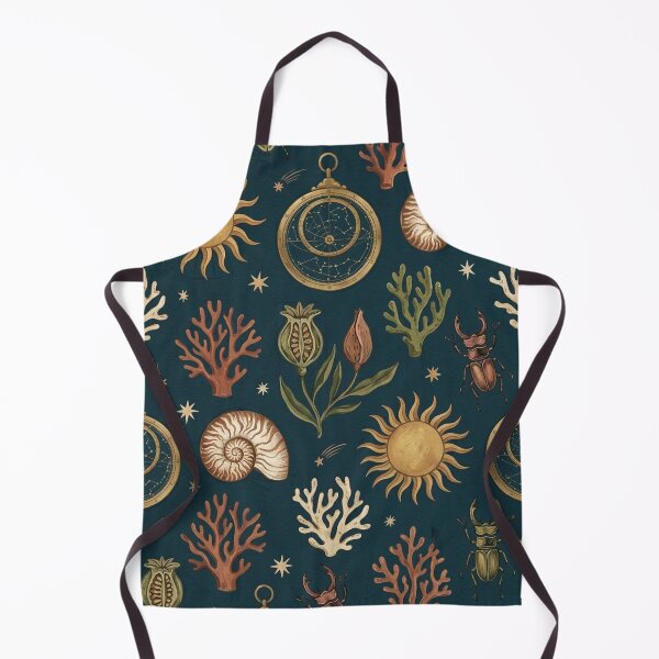 Item preview, Celestial Astrolabe & Sea Shells - Dark Academia Botanical Seamless Pattern designed and sold by vdfgseerf.