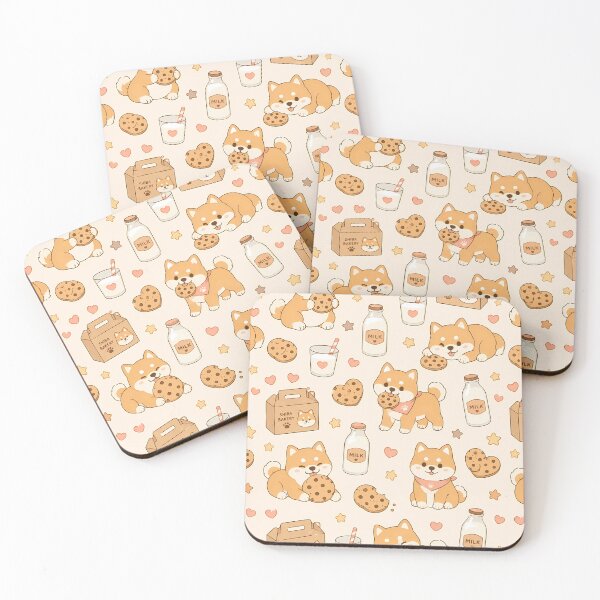 Item preview, Kawaii Shiba Cookie Milk Pattern designed and sold by Soft Berry Studio.