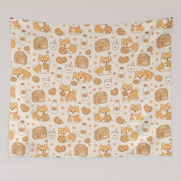Item preview, Kawaii Shiba Cookie Milk Pattern designed and sold by Soft Berry Studio.