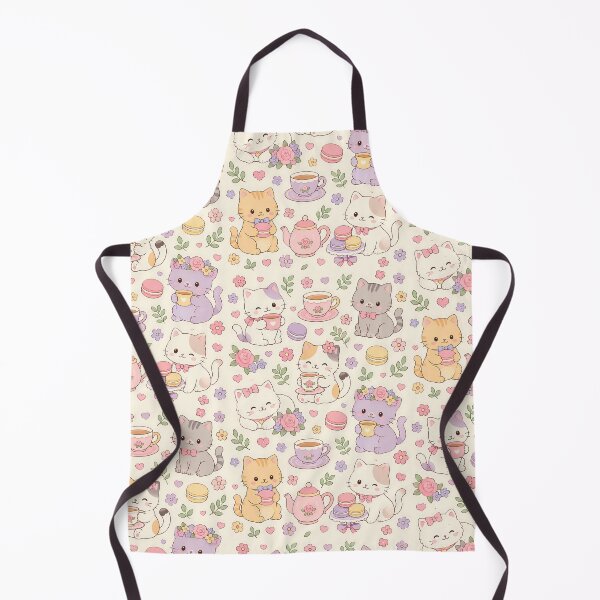 Item preview, Kawaii Cozy Cat Tea Garden Pattern designed and sold by Soft Berry Studio.