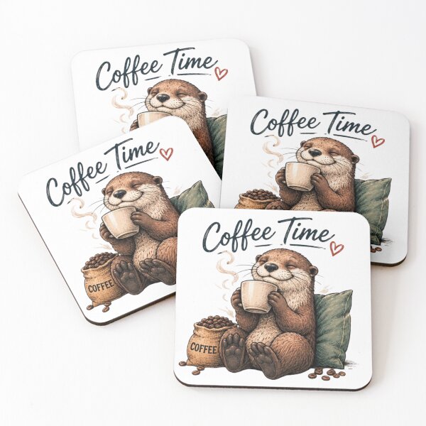 Artikelvorschau, Coffee Time Otter | Cute Coffee Lover Animal Cozy Morning Design entworfen und verkauft von novaduman.