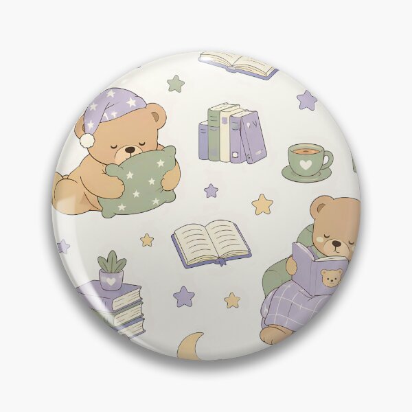 Item preview, Kawaii Teddy Bear Sleepy Library Pattern designed and sold by Soft Berry Studio.