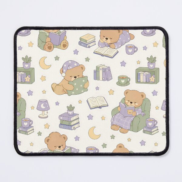 Item preview, Kawaii Teddy Bear Sleepy Library Pattern designed and sold by Soft Berry Studio.