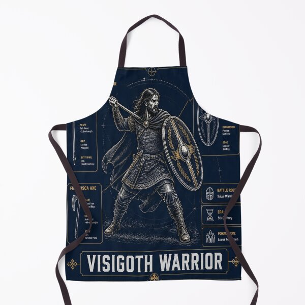 Aperçu de l'œuvre Visigoth Warrior Blueprint Shirt | Ancient Germanic Fighter Illustration créée et vendue par SunnyDesign82.