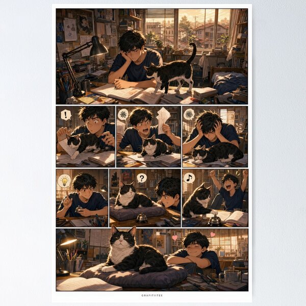 Item preview, Student Life Cozy Reading Room Comic Print designed and sold by Grafititee.
