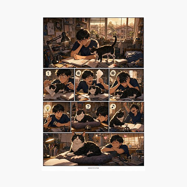 Item preview, Student Life Cozy Reading Room Comic Print designed and sold by Grafititee.