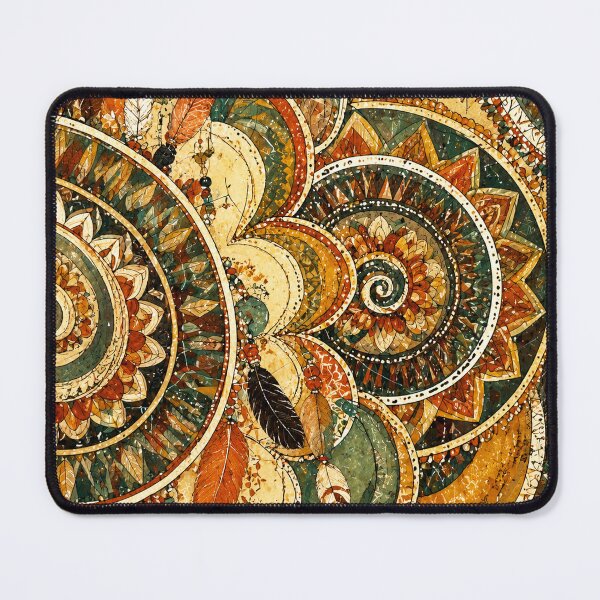 Item preview, Earthy Boho Tribal Mandala with Feathers — Dreamcatcher Boho Wall Art designed and sold by freezed-frames.