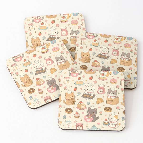 Item preview, Kawaii Baking Cats Pattern designed and sold by Soft Berry Studio.